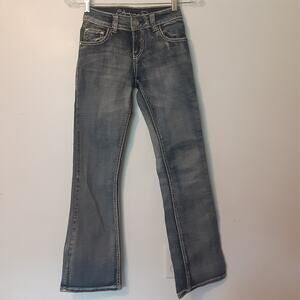 Shyanne Girls Jeans Size 10 Boot Cut Low Rise Denim Cross Thick Stitch Western